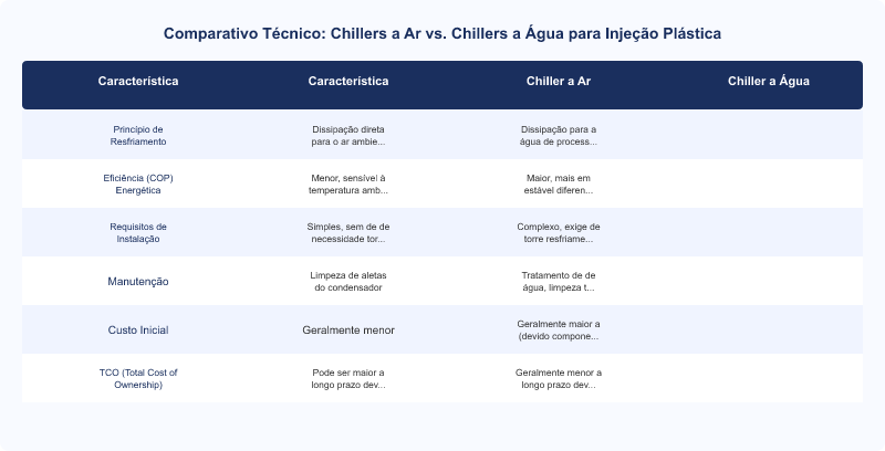 Chillers a Ar vs. Água para Injeção Plástica: Diferenças e Aplicações