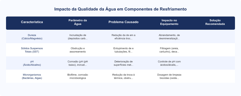 Diagrama técnico: Qualidade da Água em Sistemas de Resfriamento Industrial: Impacto e Normas